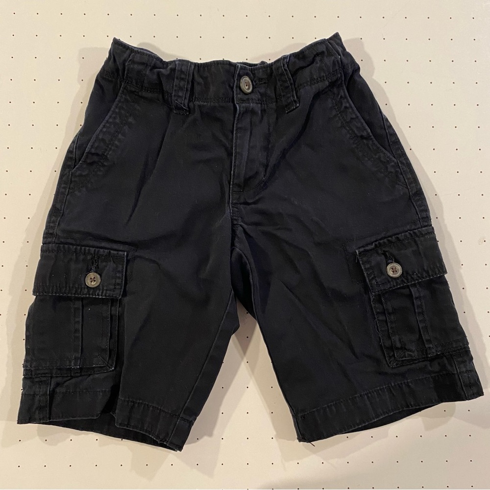 Arizona Jean Company Boys Size 8 Black Cargo Pocket Shorts, Adjustable Waist